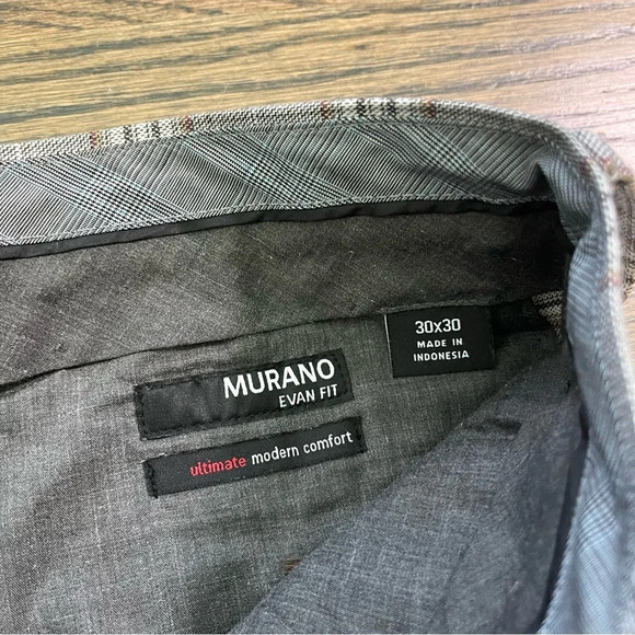 Murano Evan fit/extra slim fit gray plaid dress pants size 30x30 - Picture 4 of 5